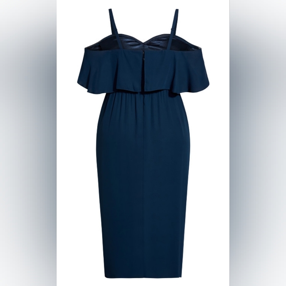 City Chic Va Va Voom Off-Shoulder Dress in Neon Coral City Chic Size 18/M - Picture 8 of 8